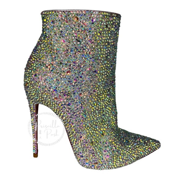Christian Louboutin So Kate White Custom Strass Crystal Boots Booties Swavorski - Picture 16 of 17